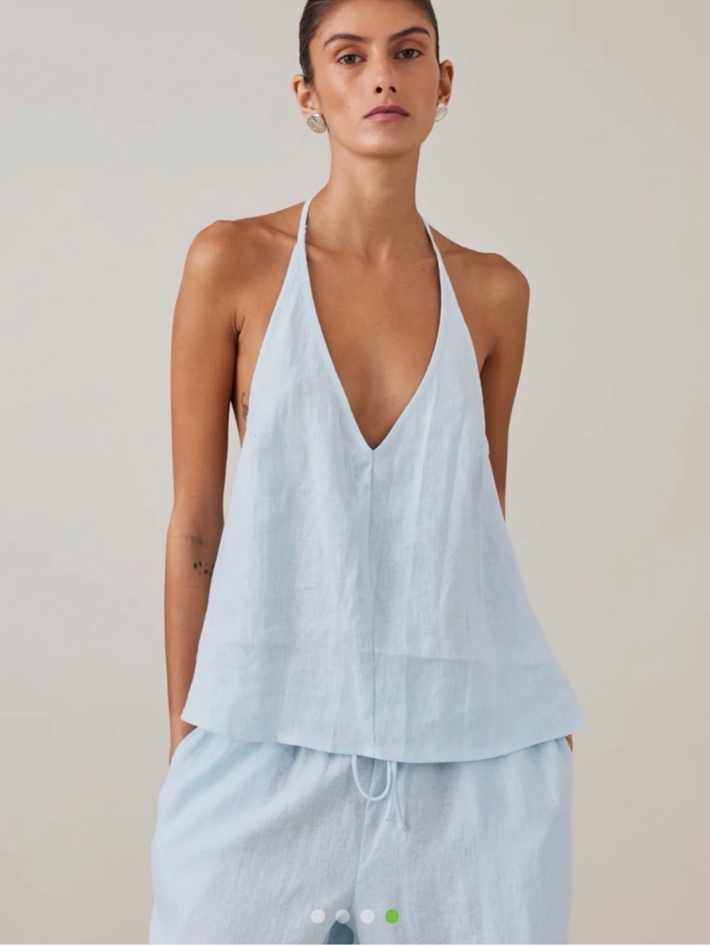 Elce swim blue linen halter top